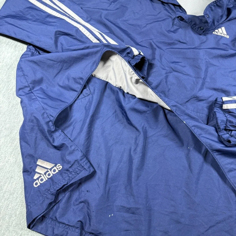 Adidas Jacket Mens XXL Blue Vintage 3-Stripe Mesh Lined Windbreaker 90s